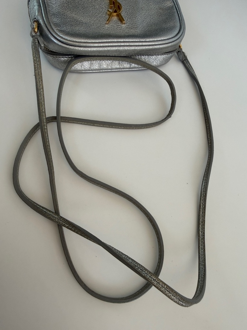 Saint Laurent Metallic Silver Camera Crossbody with Fringe Zipper Pull - Picture 4 of 12